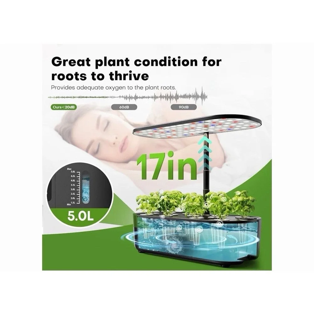 Hydroponics Growing System 12Pods, Indoor Herb Garden with LED Grow Light